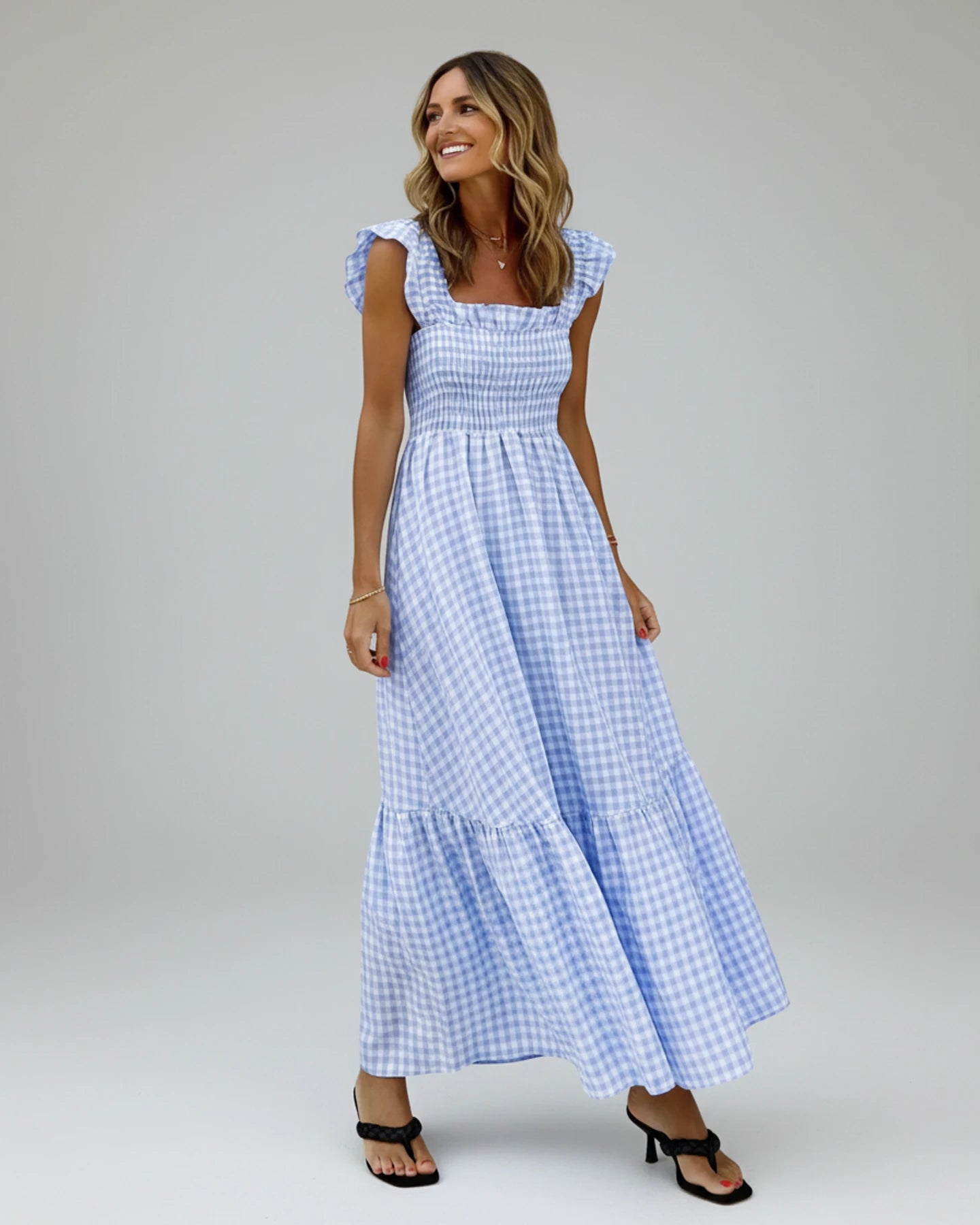 Women's Gingham Summer Maxi Dress