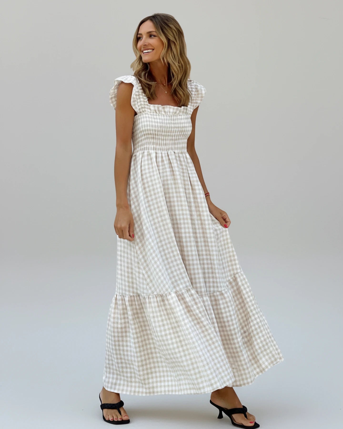 Women's Gingham Summer Maxi Dress