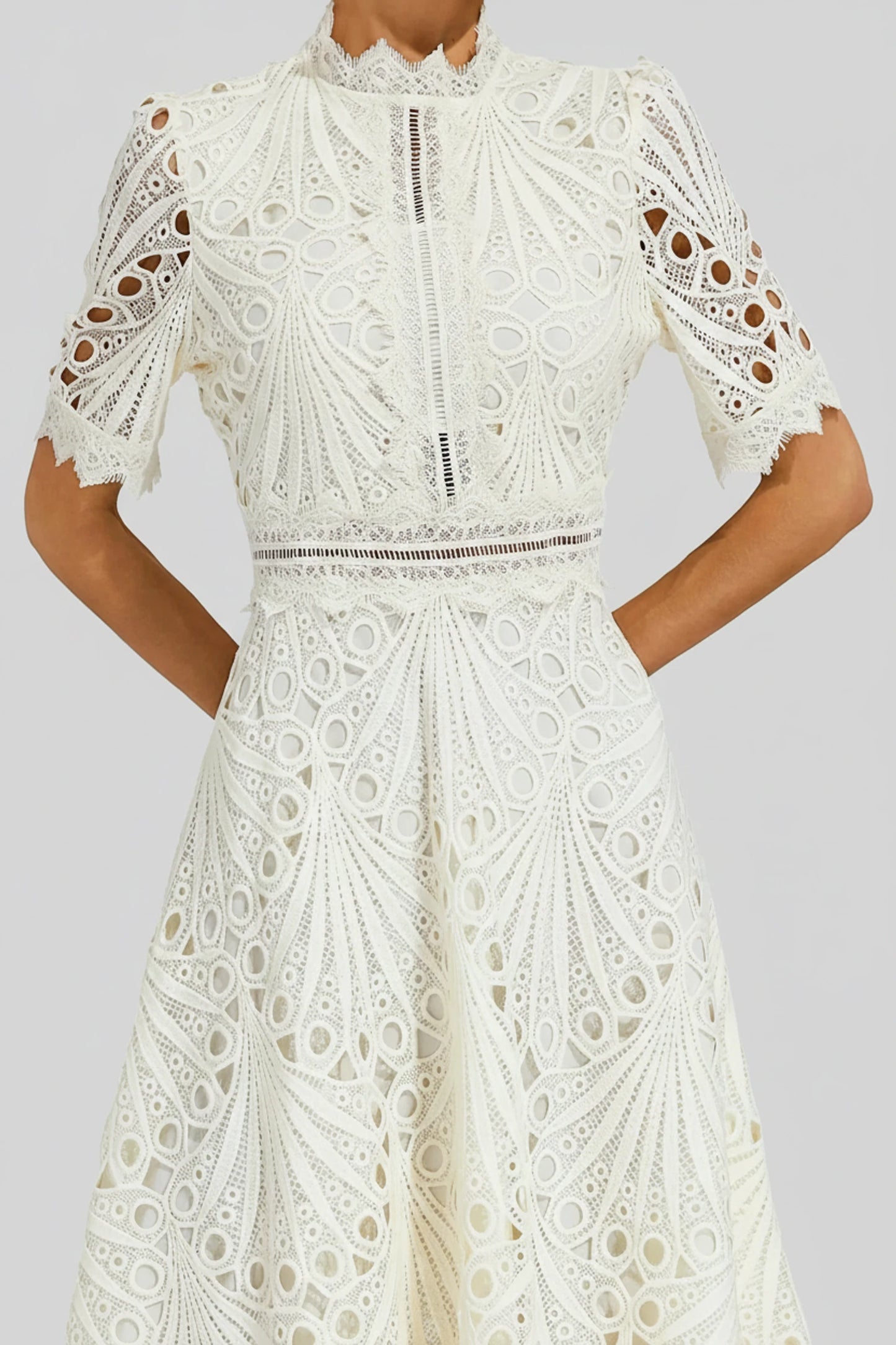 High Neck A-Line Midi Dress for Women