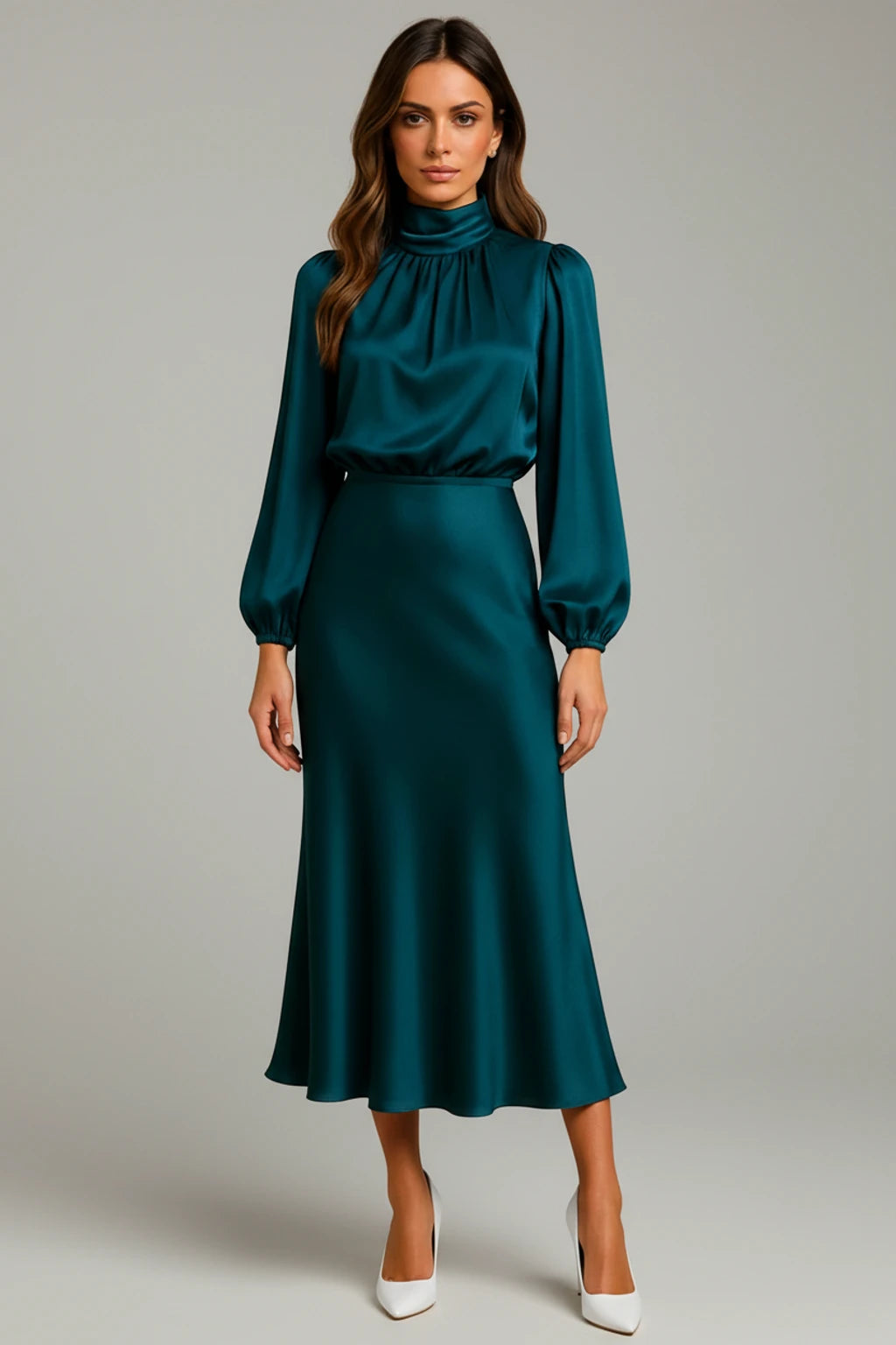 Long Sleeve A-Line Midi Dress for Women