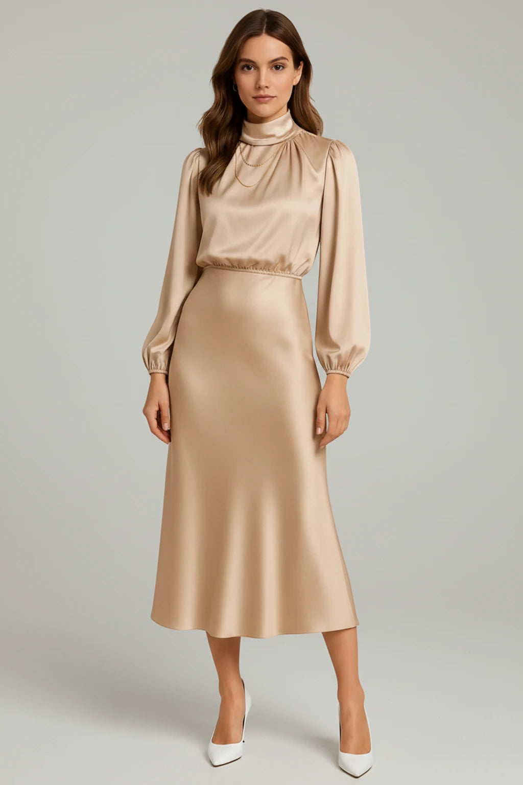 Long Sleeve A-Line Midi Dress for Women