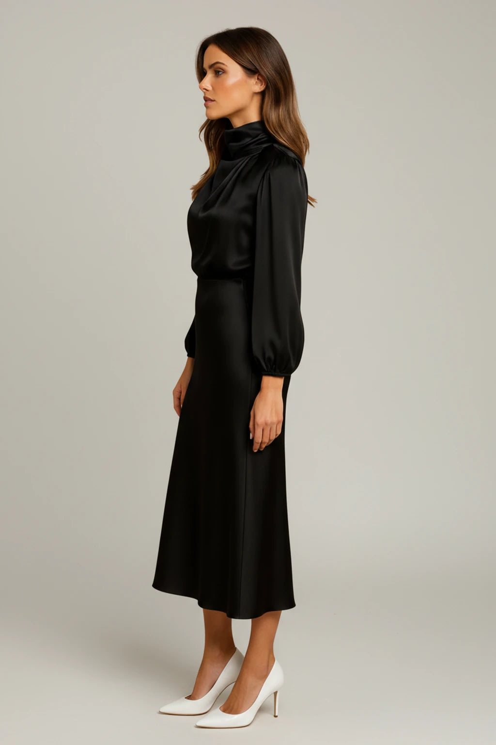 Long Sleeve A-Line Midi Dress for Women