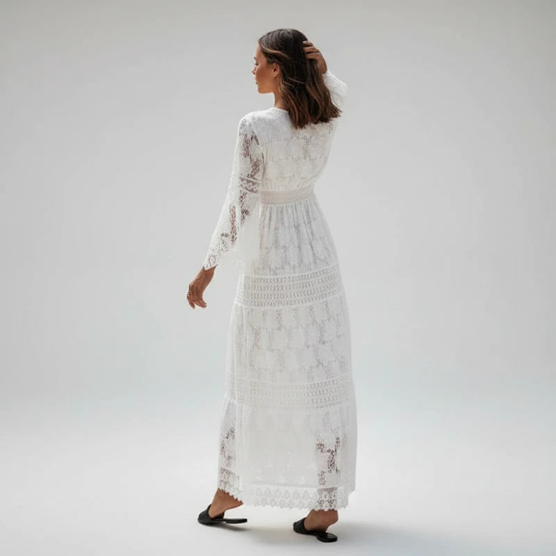 Women's Long Sleeve Lace Maxi Dress