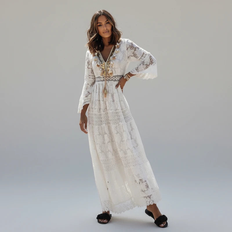 Women's Long Sleeve Lace Maxi Dress