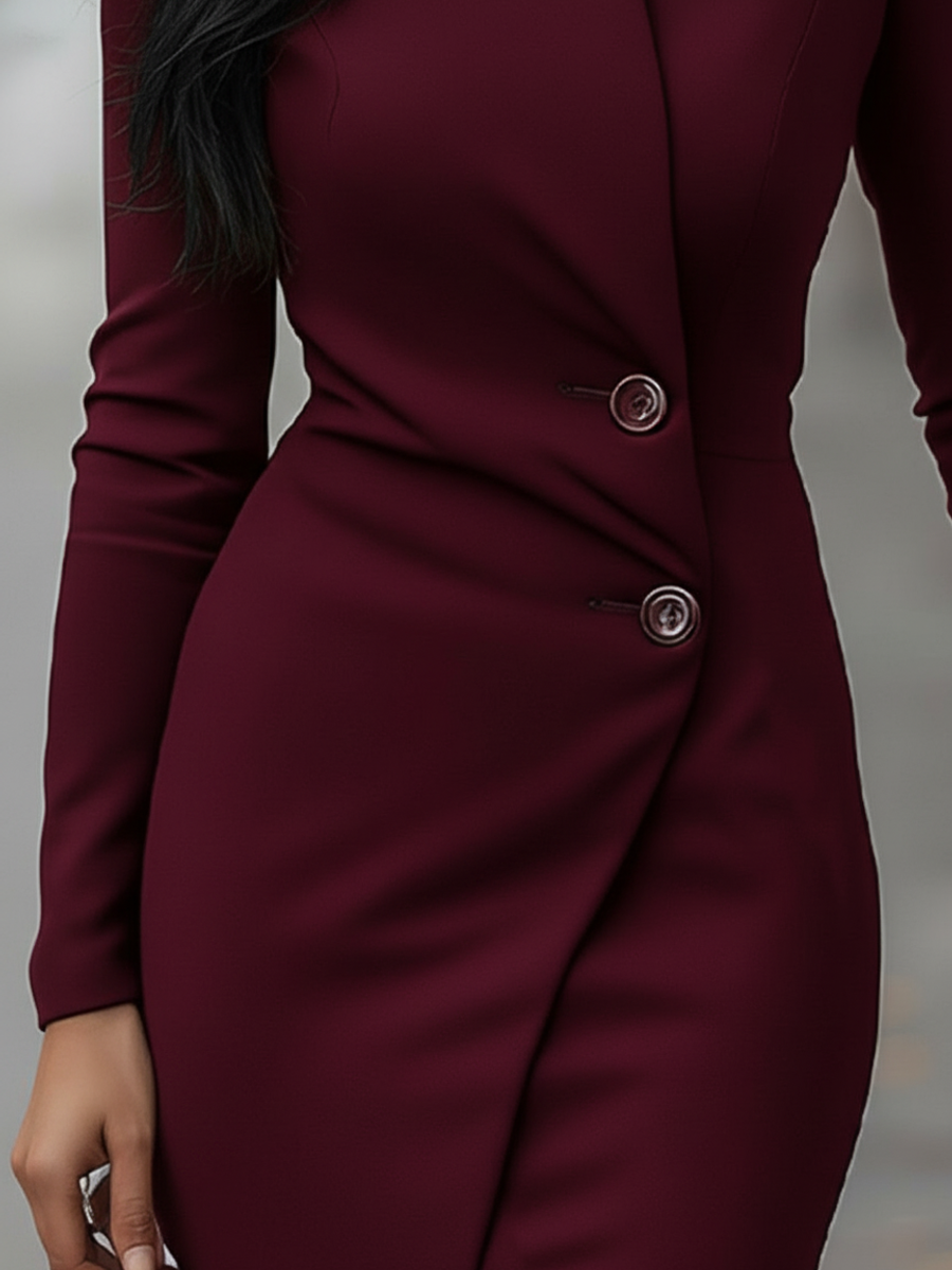 Long Sleeve Wrap Midi Dress for Women