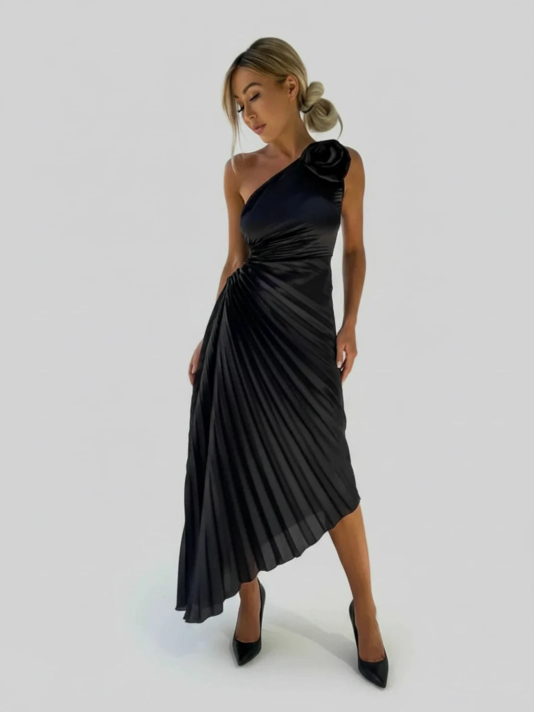 Pleated A-Line Midi Dress for Women