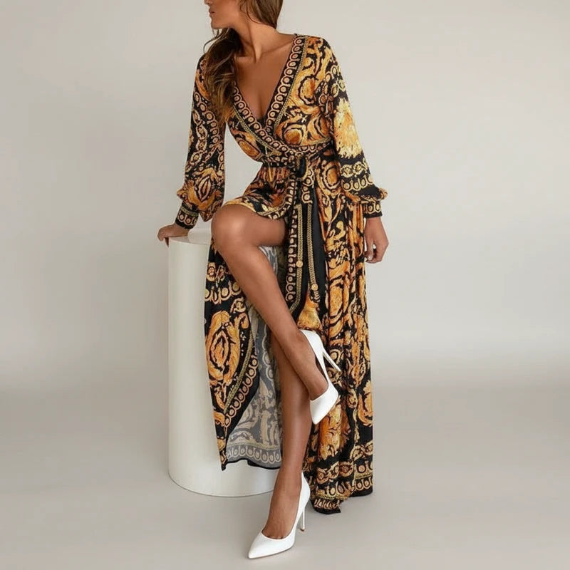 Printed Wrap Maxi Dress for Women