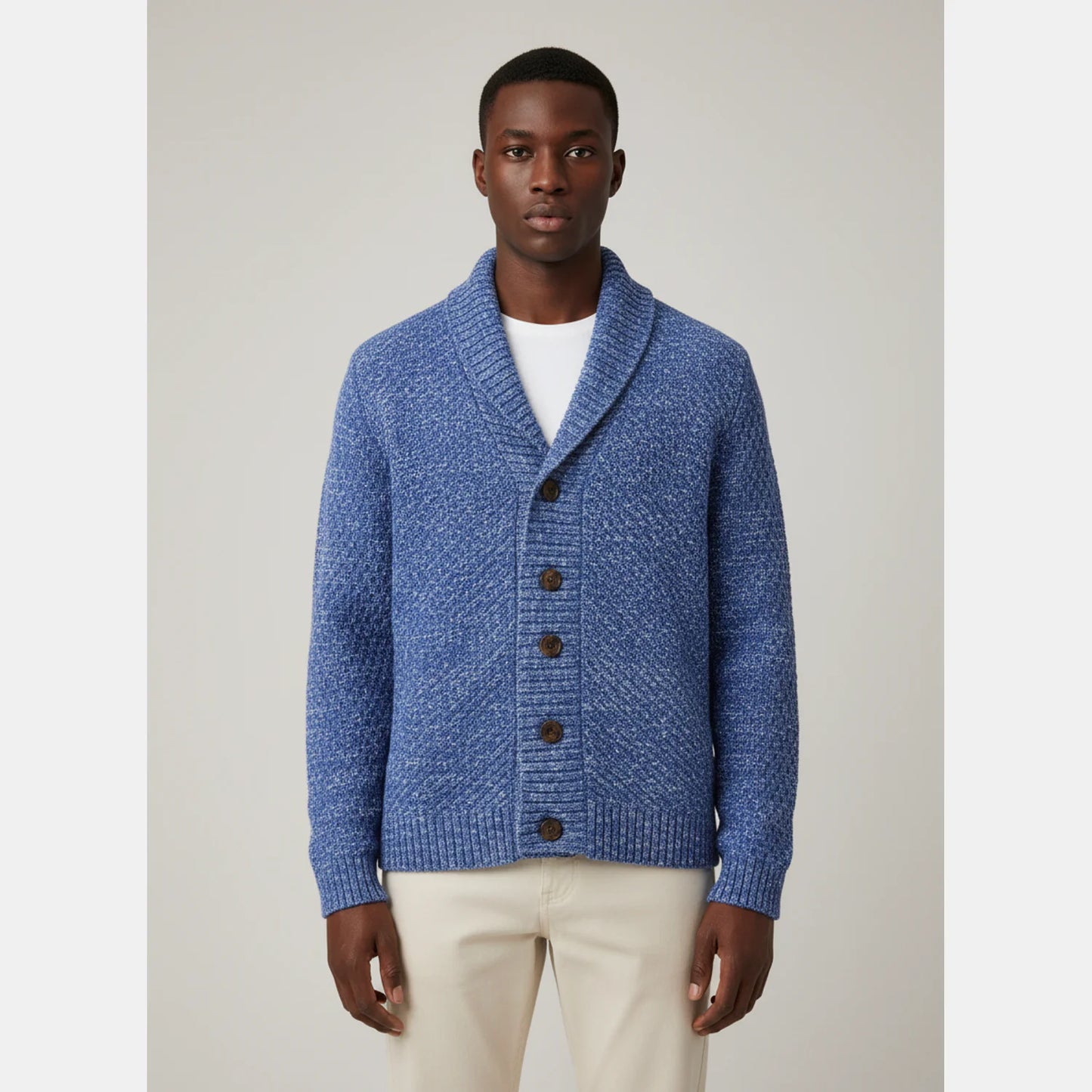 Shawl Collar Knit Sweater for Men