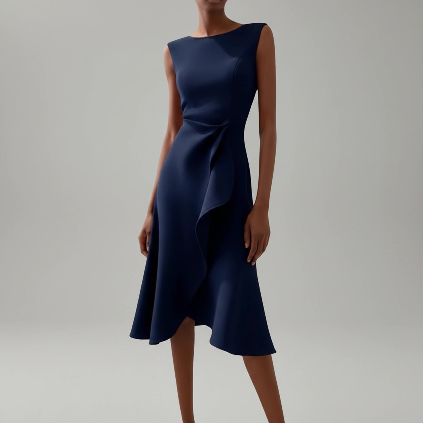 Sleeveless A-Line Midi Dress for Women