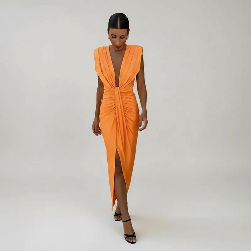 Women's Sleeveless Evening Midi Dress