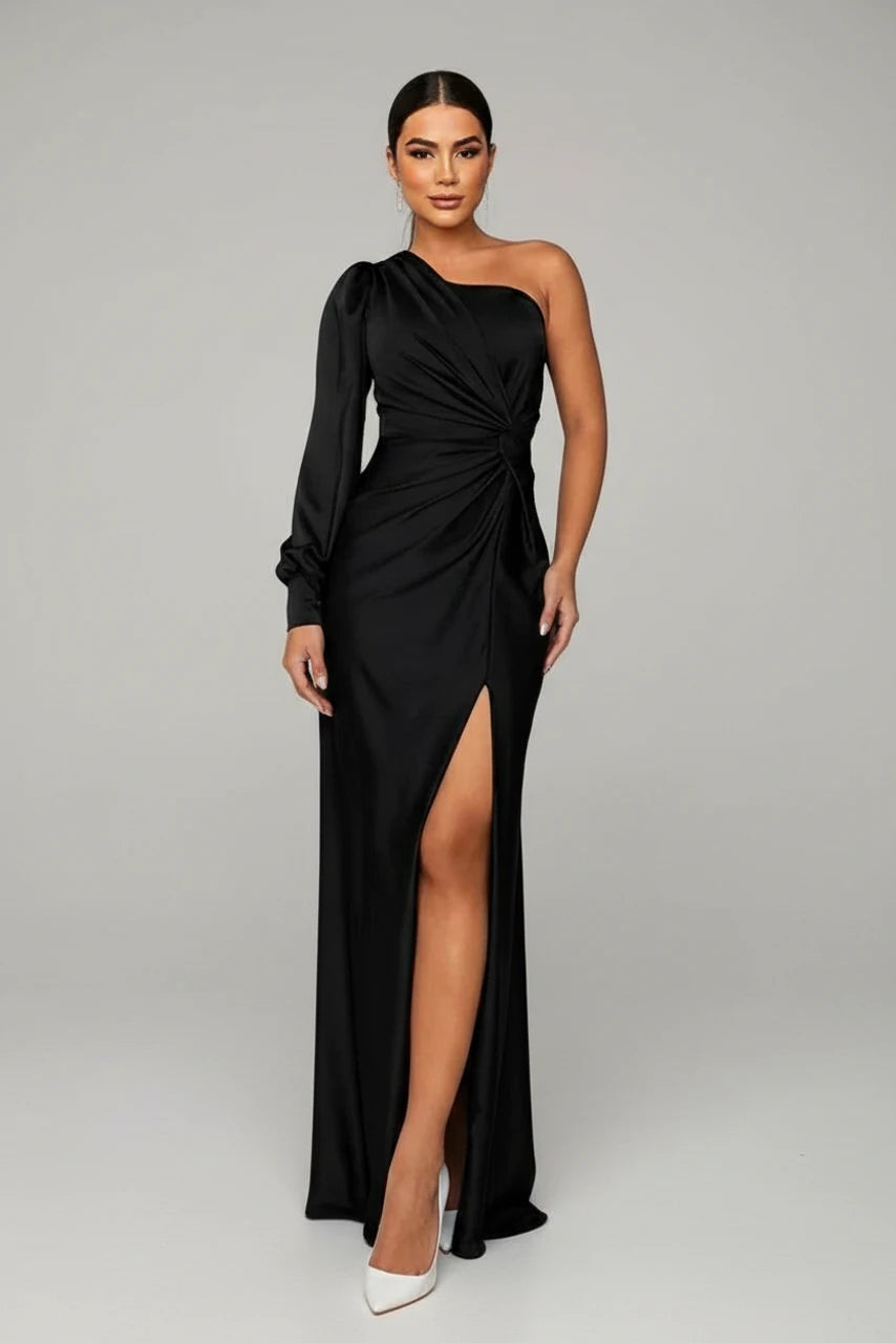 Slit One Shoulder Maxi Dress for Women