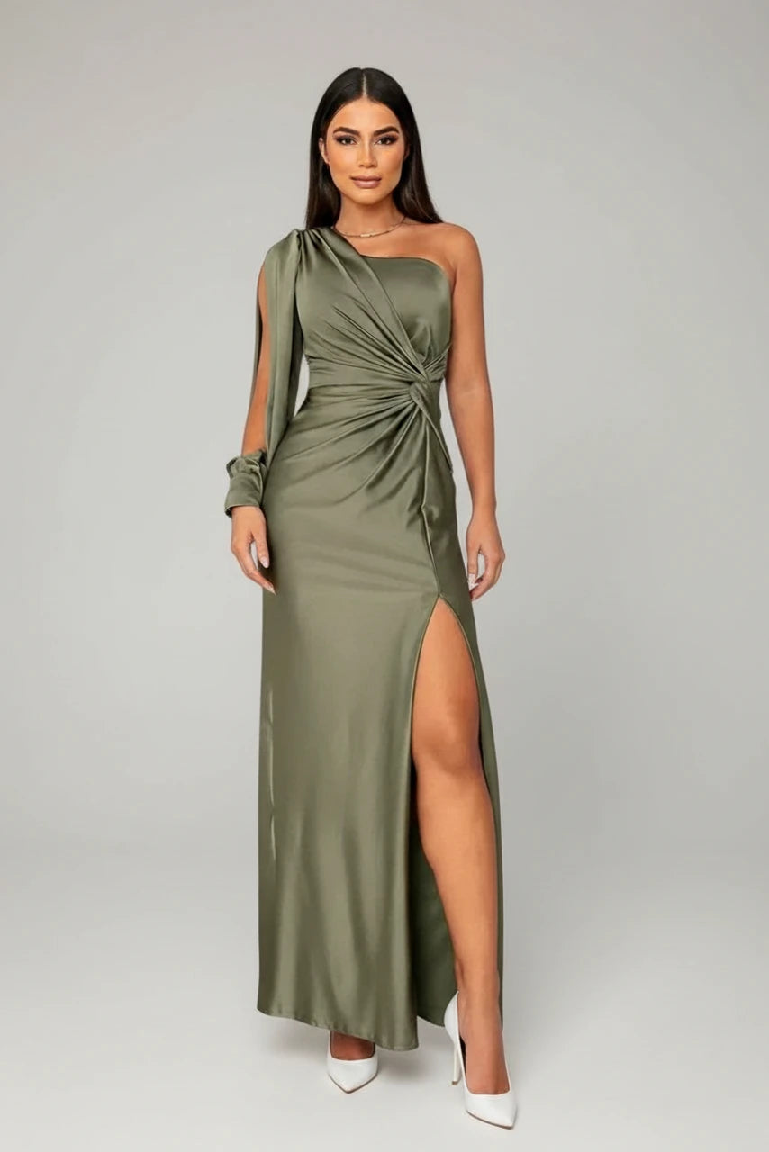 Slit One Shoulder Maxi Dress for Women