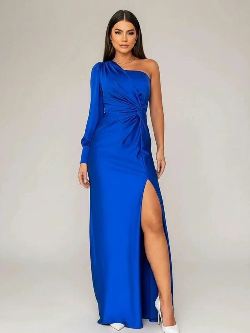 Slit One Shoulder Maxi Dress for Women