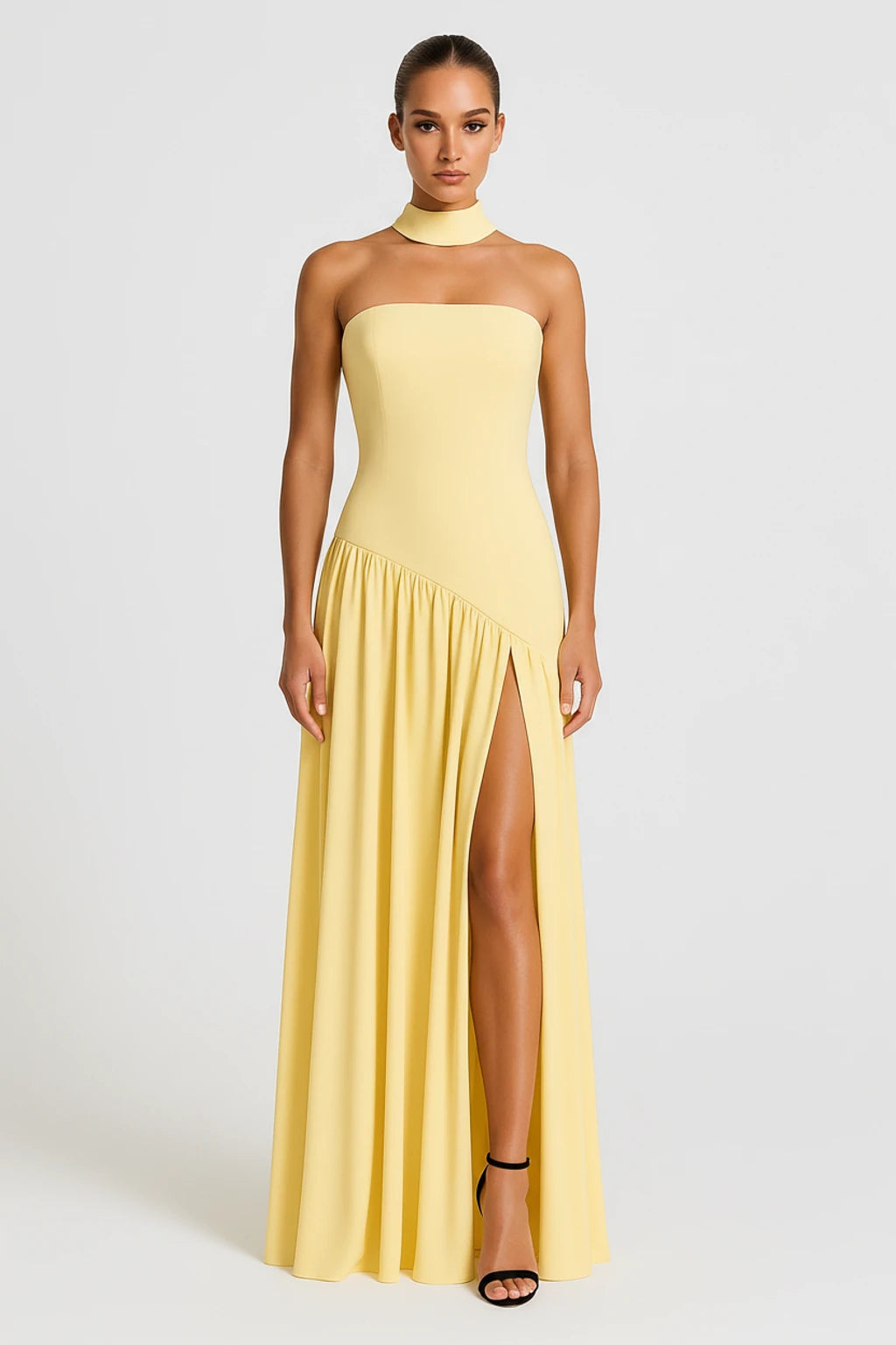 Slit Strapless Maxi Dress for Women