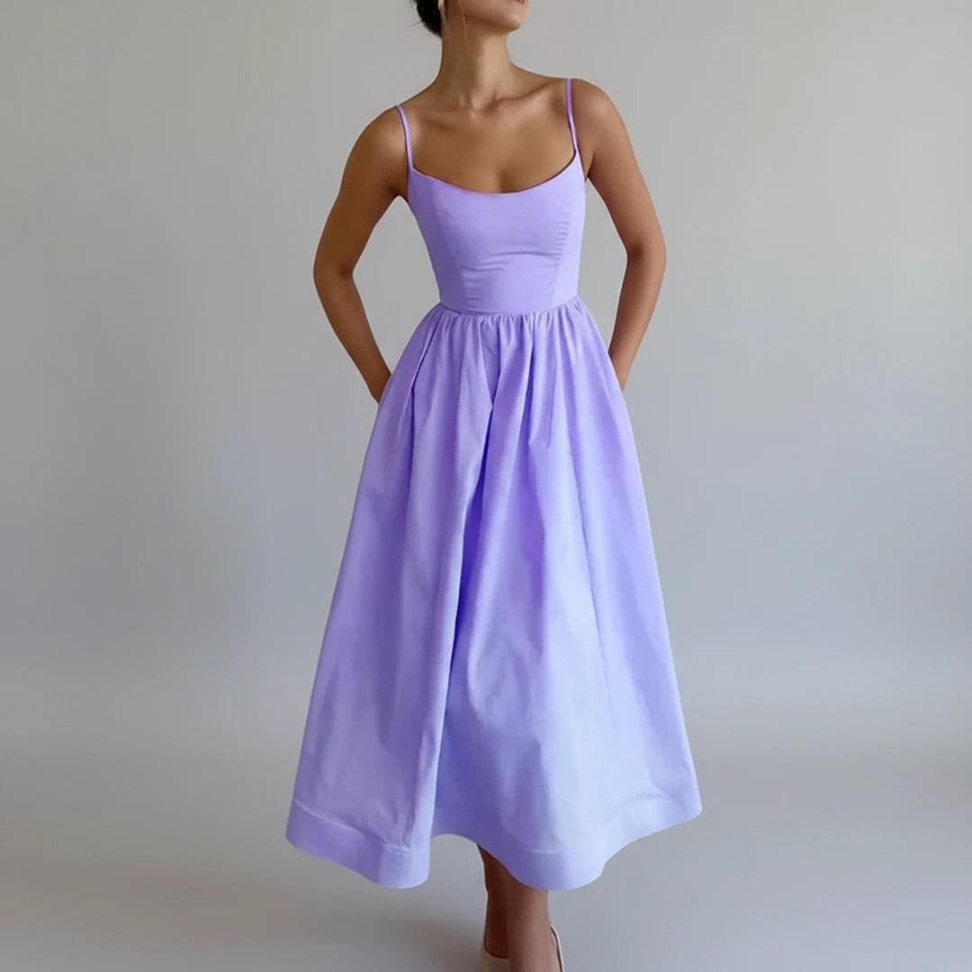 Women's Spaghetti Strap A-Line Midi Dress