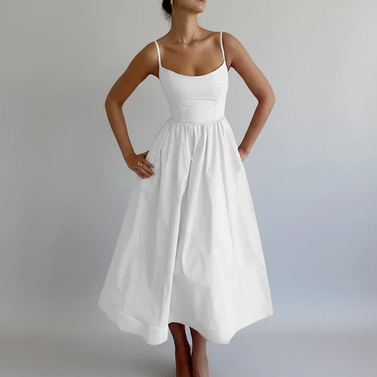 Women's Spaghetti Strap A-Line Midi Dress