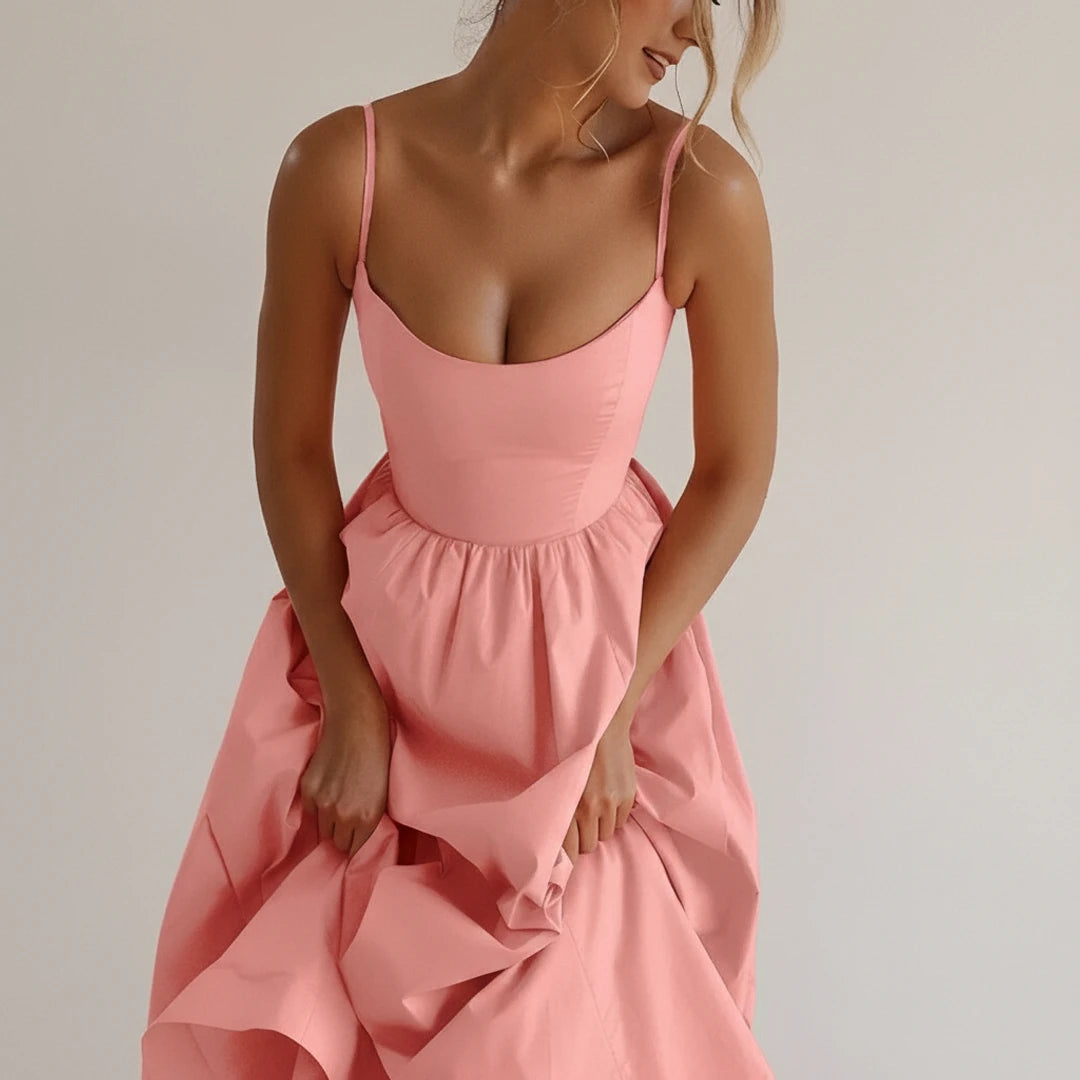 Women's Spaghetti Strap A-Line Midi Dress