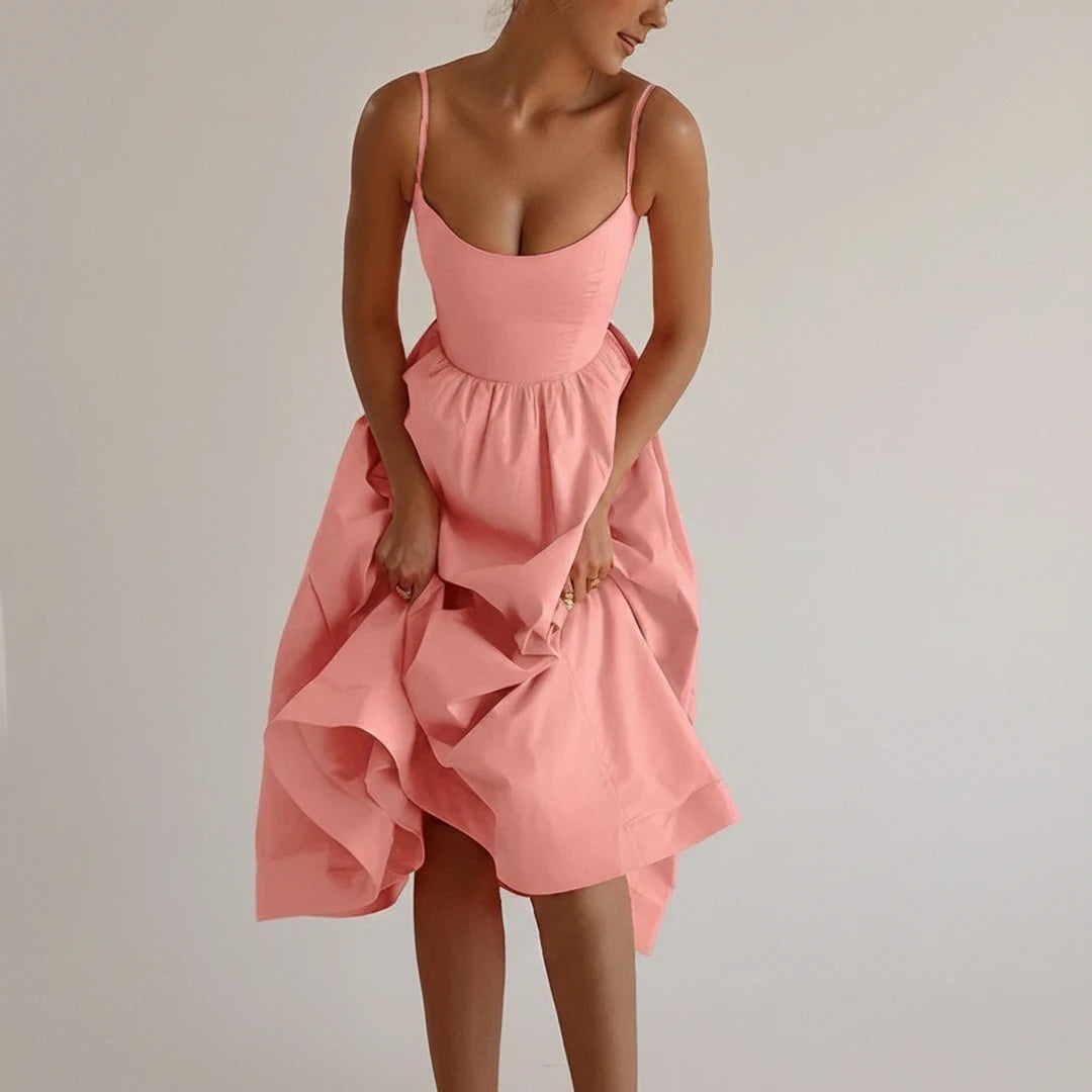 Women's Spaghetti Strap A-Line Midi Dress