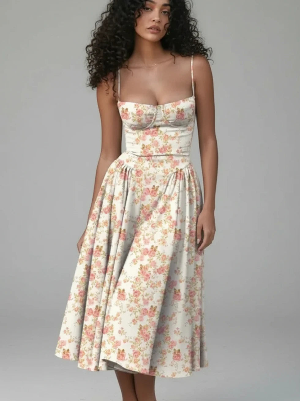 Spaghetti Strap A-Line Midi Dress for Women