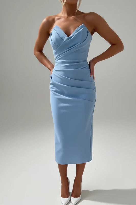 Strapless Bodycon Midi Dress for Women
