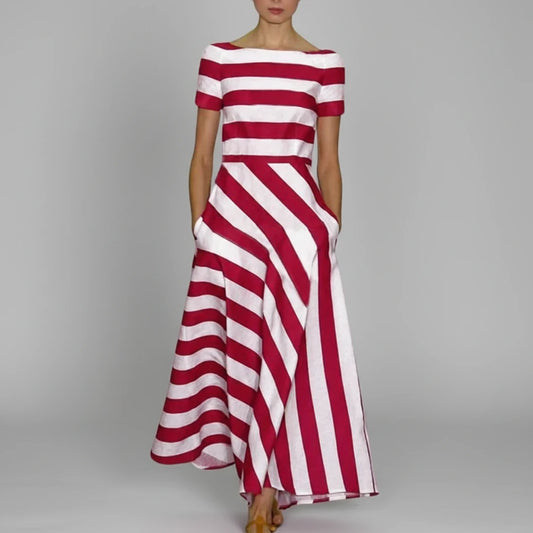 Sarah | Women's Striped A-Line Midi Dress