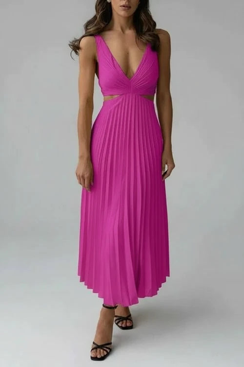 V-Neck A-Line Midi Dress for Women