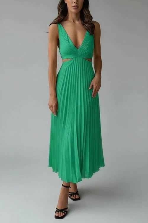 V-Neck A-Line Midi Dress for Women