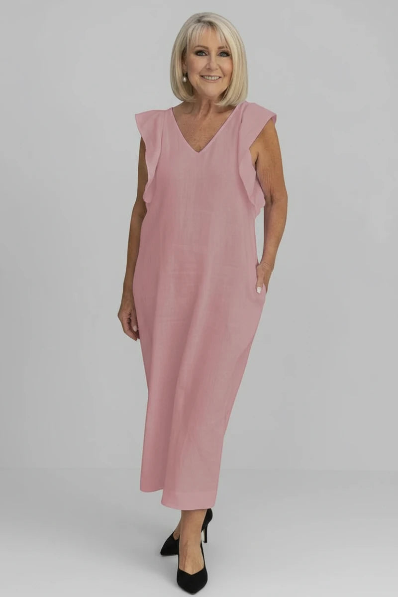 V-Neck Sleeveless Midi Dress for Women