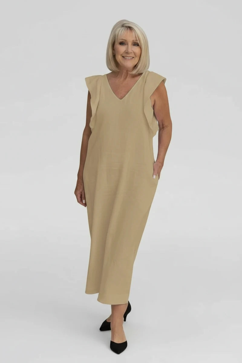 V-Neck Sleeveless Midi Dress for Women