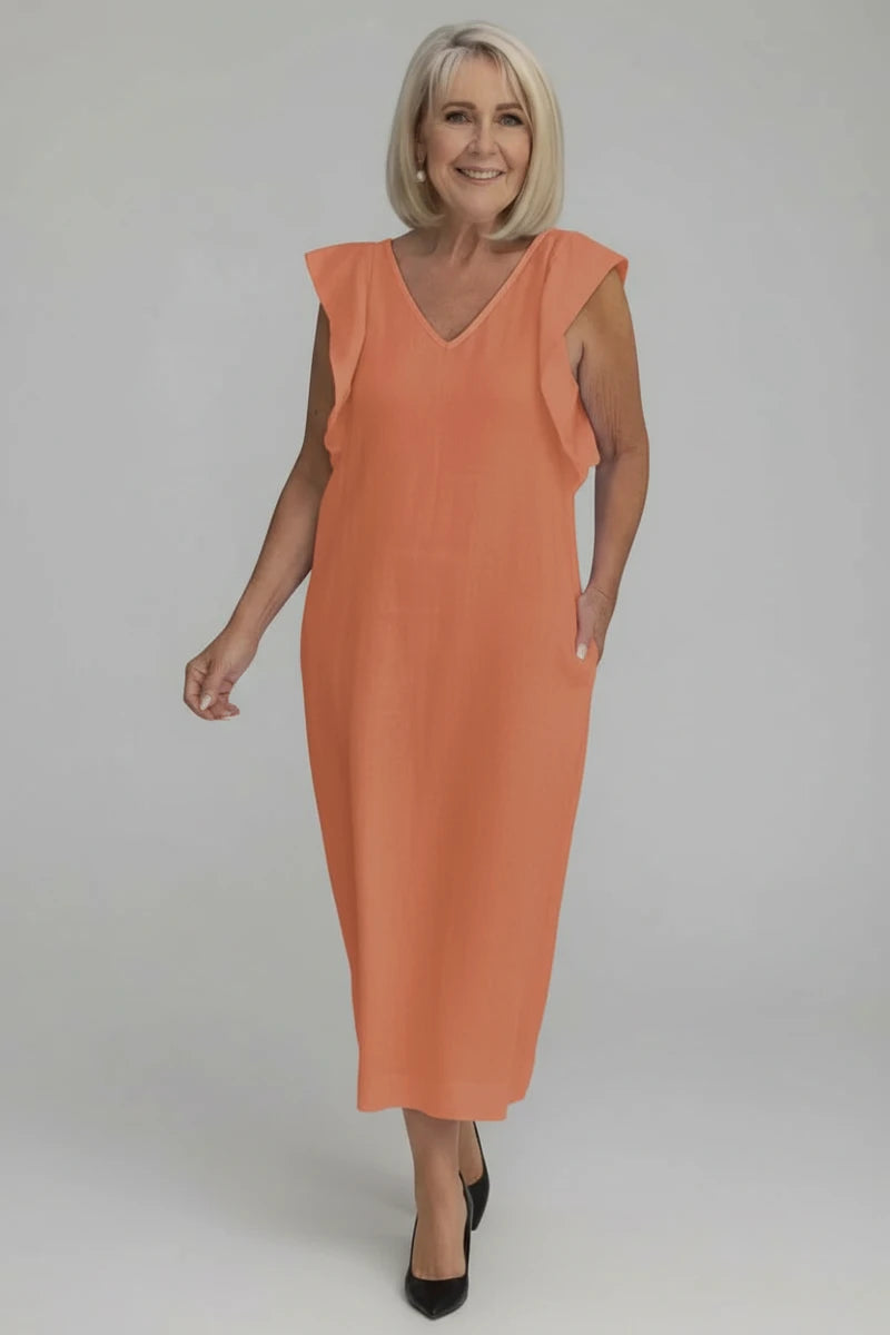 V-Neck Sleeveless Midi Dress for Women