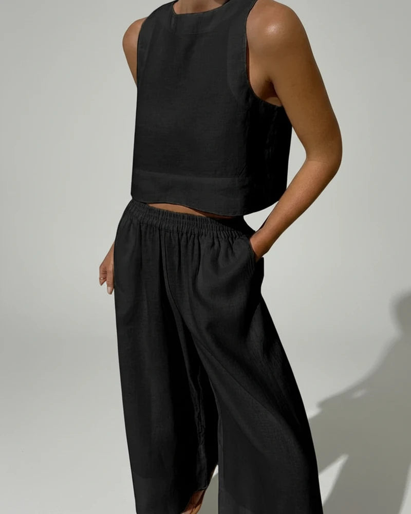 Wide Leg Two-Piece Set for Women
