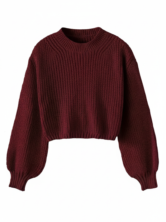 Cropped Crew Neck Sweater for Women