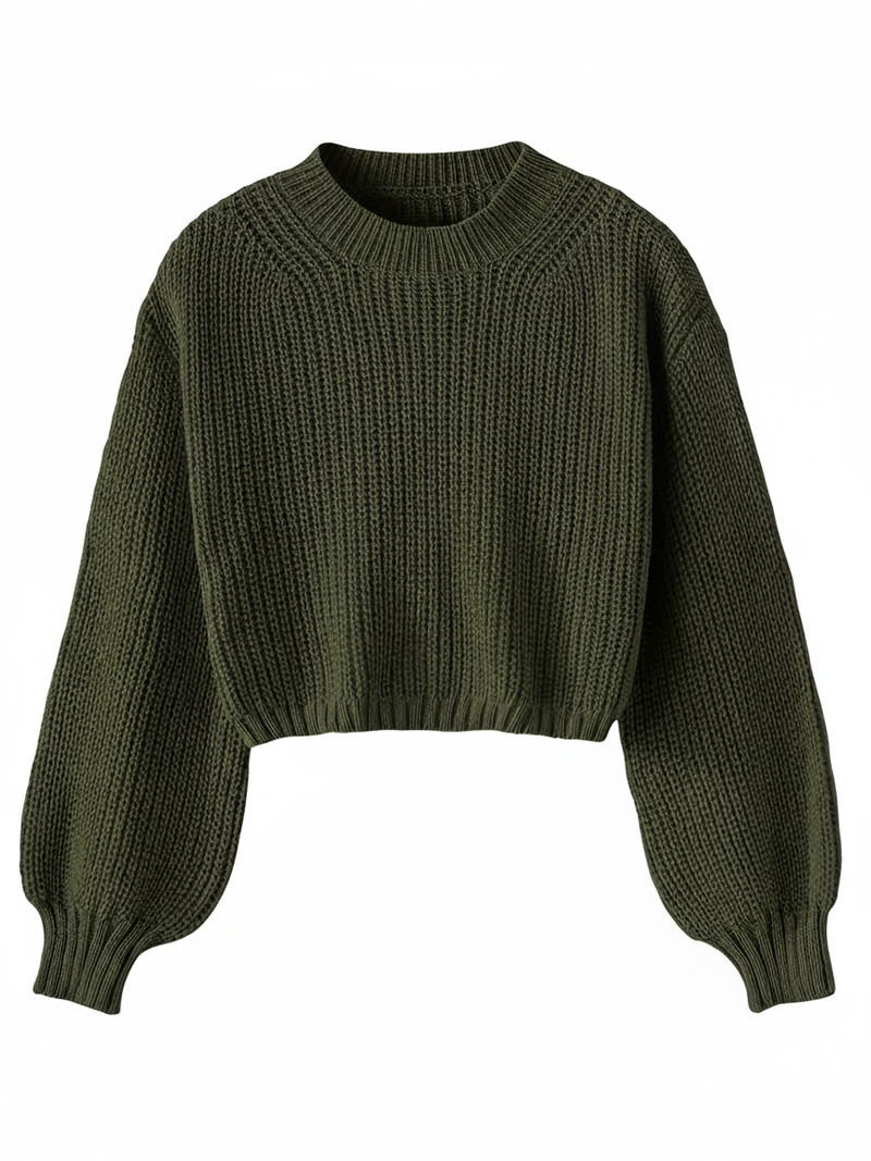 Cropped Crew Neck Sweater for Women