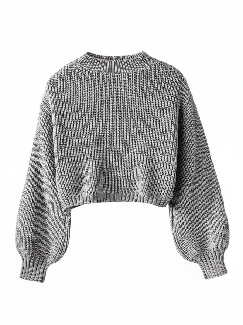Cropped Crew Neck Sweater for Women