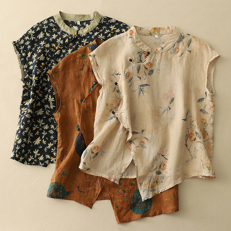 Image of Abigail | Women's Sleeveless Floral Print Blouse