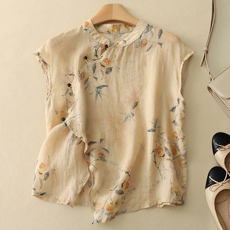 Image of Abigail | Women's Sleeveless Floral Print Blouse