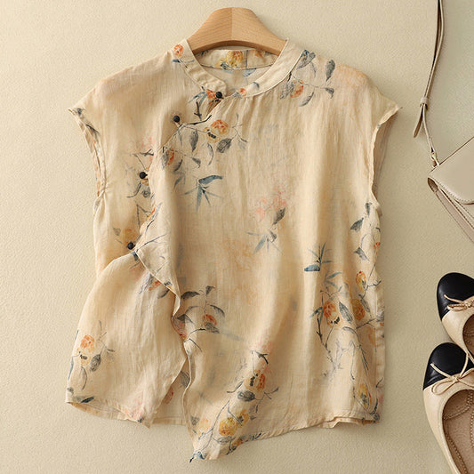 Image of Abigail | Women's Sleeveless Floral Print Blouse