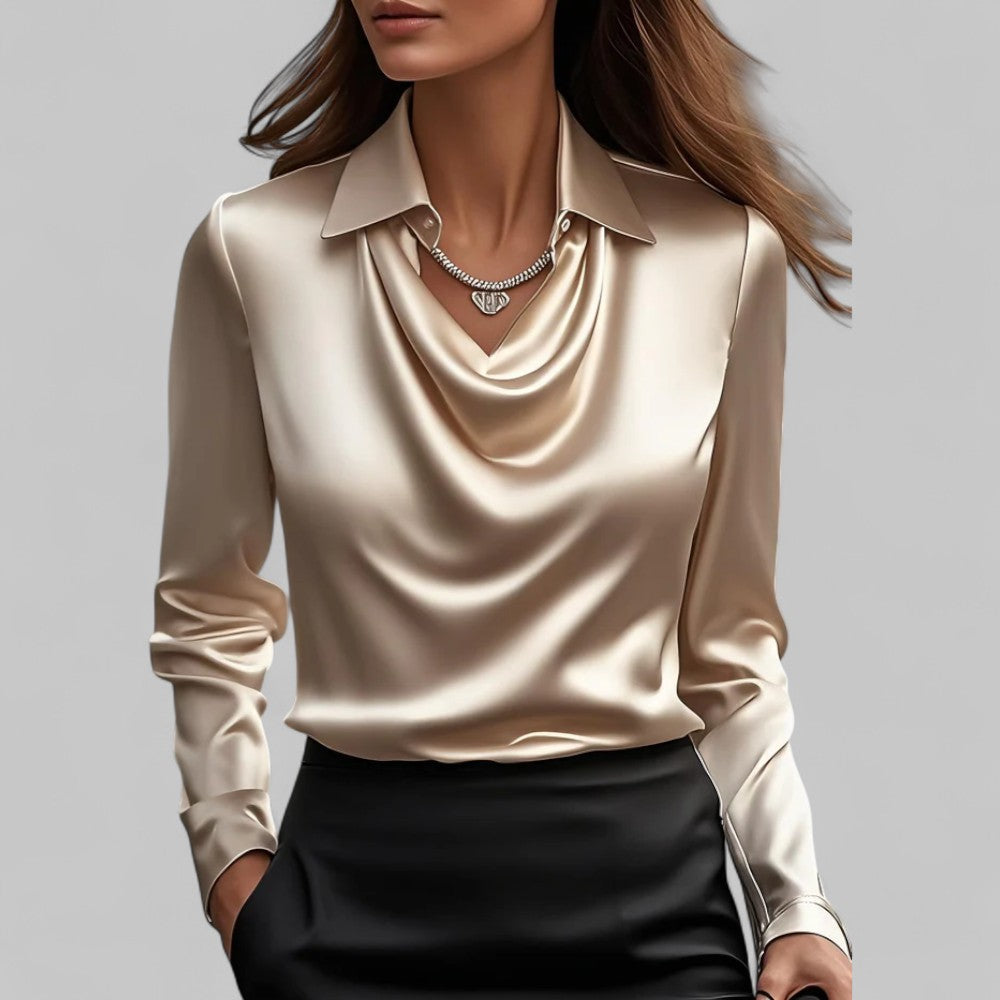 Image of Adeline | Women's Long Sleeve Draped Neck Blouse