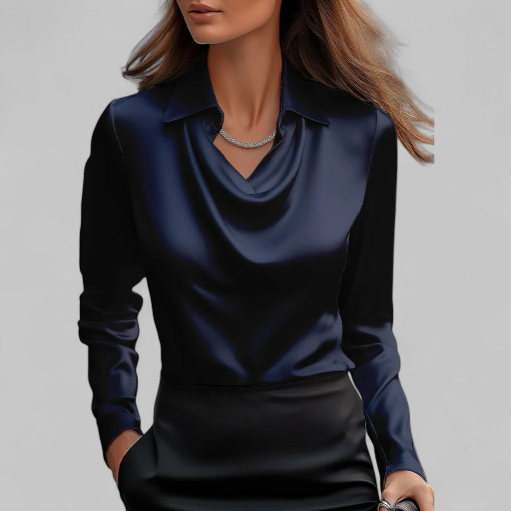Image of Adeline | Women's Long Sleeve Draped Neck Blouse