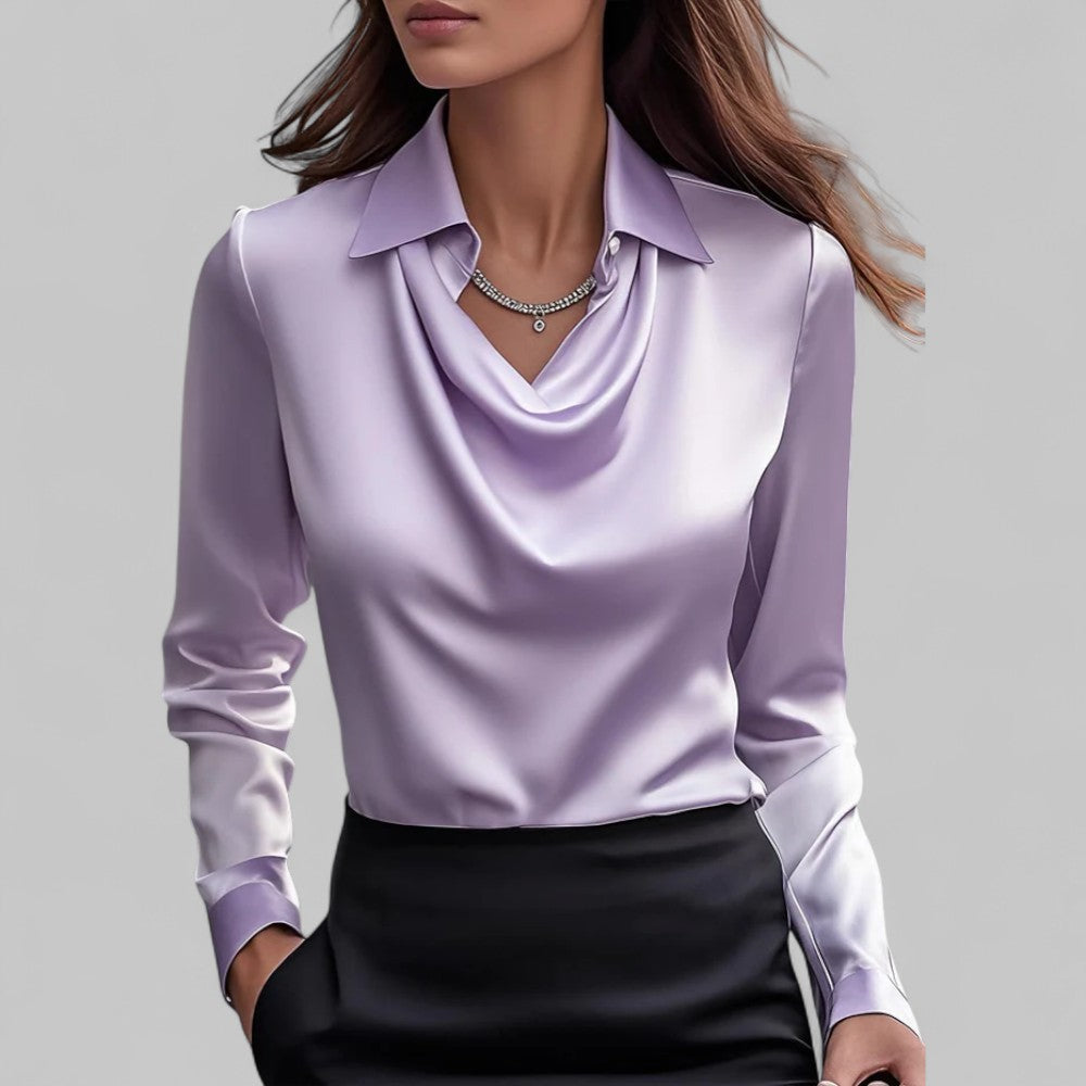 Image of Adeline | Women's Long Sleeve Draped Neck Blouse