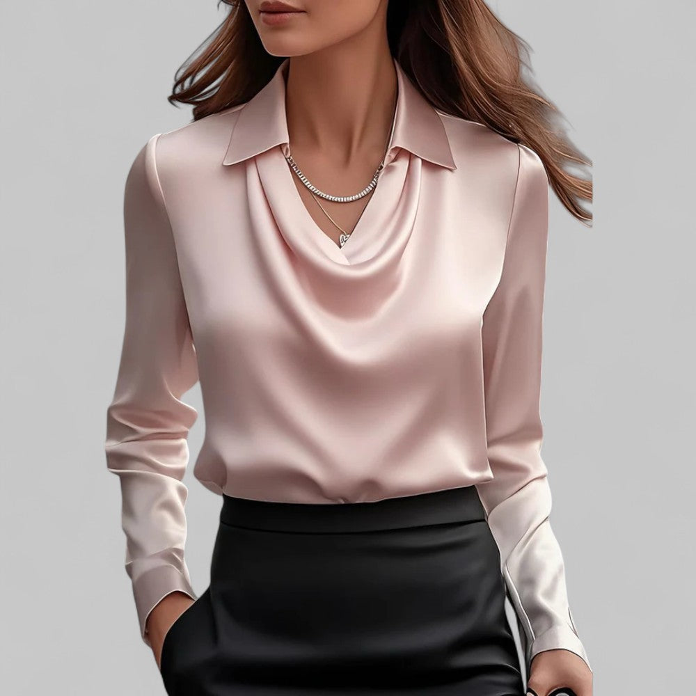 Image of Adeline | Women's Long Sleeve Draped Neck Blouse