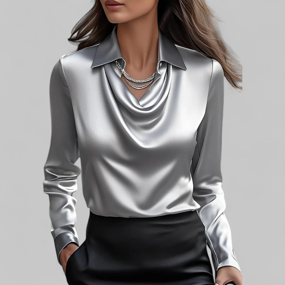 Image of Adeline | Women's Long Sleeve Draped Neck Blouse