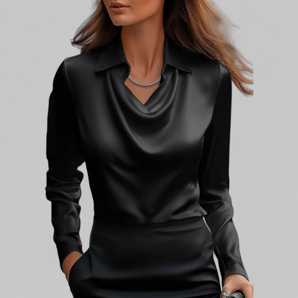 Image of Adeline | Women's Long Sleeve Draped Neck Blouse