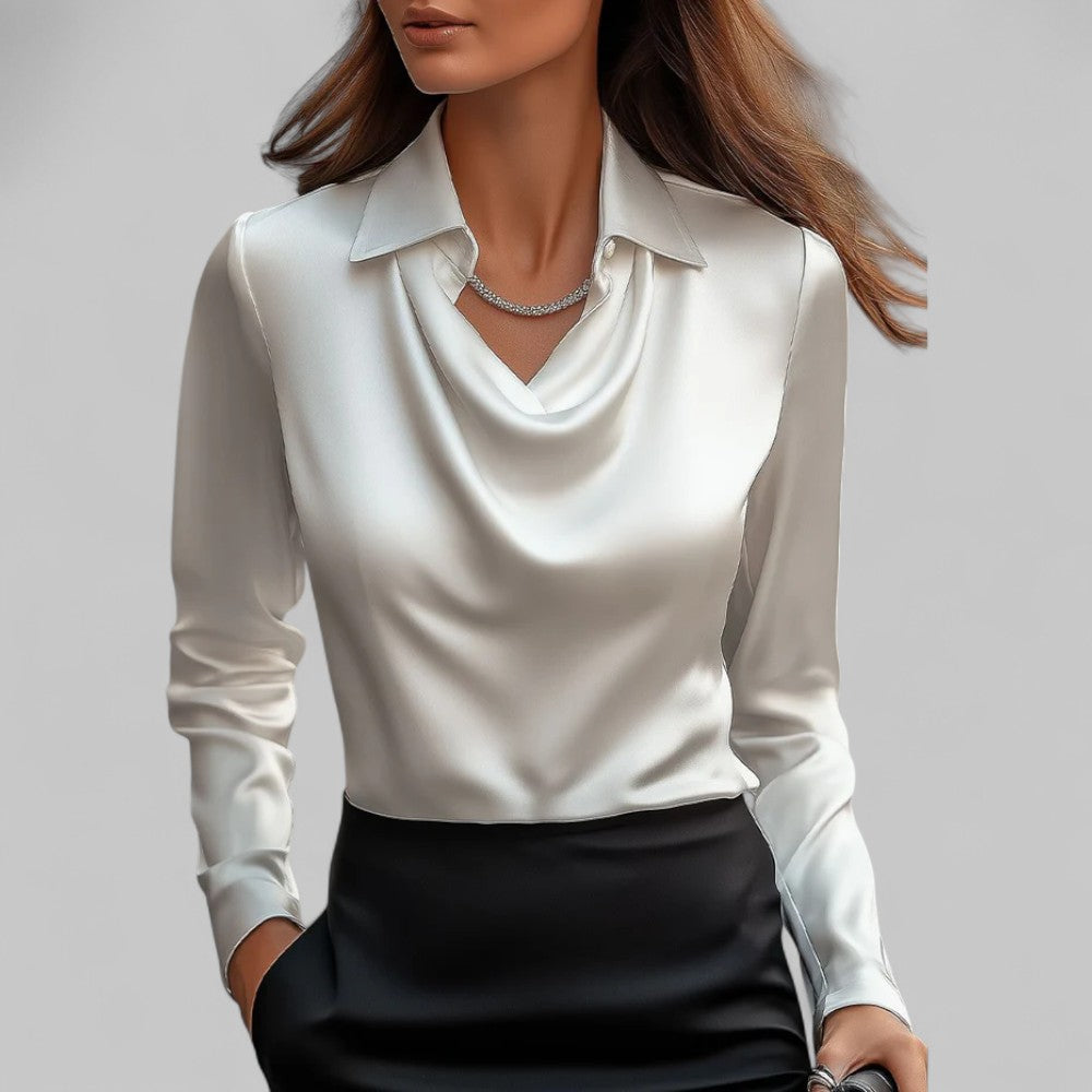 Image of Adeline | Women's Long Sleeve Draped Neck Blouse
