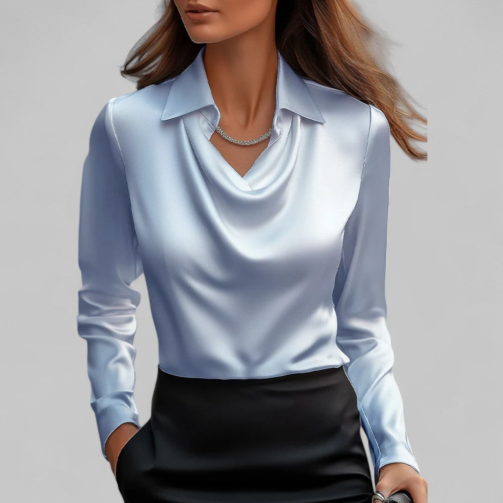 Image of Adeline | Women's Long Sleeve Draped Neck Blouse