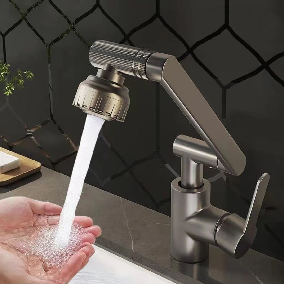 Adjustable and Flexible Kitchen Faucet with 360° Swivel Arm and Dual Water Spray Modes