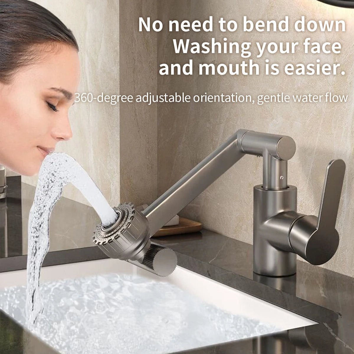 Adjustable and Flexible Kitchen Faucet with 360° Swivel Arm and Dual Water Spray Modes