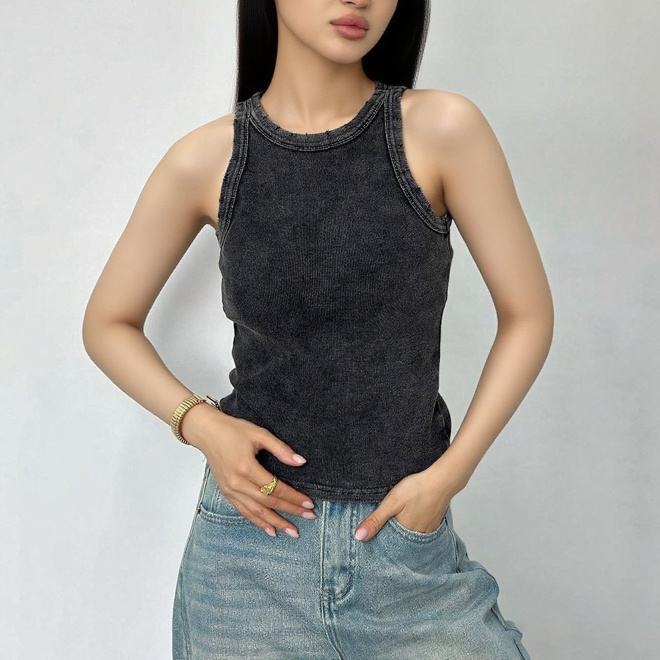 Image of Adrienne | Women's Racerback Ribbed Tank Top