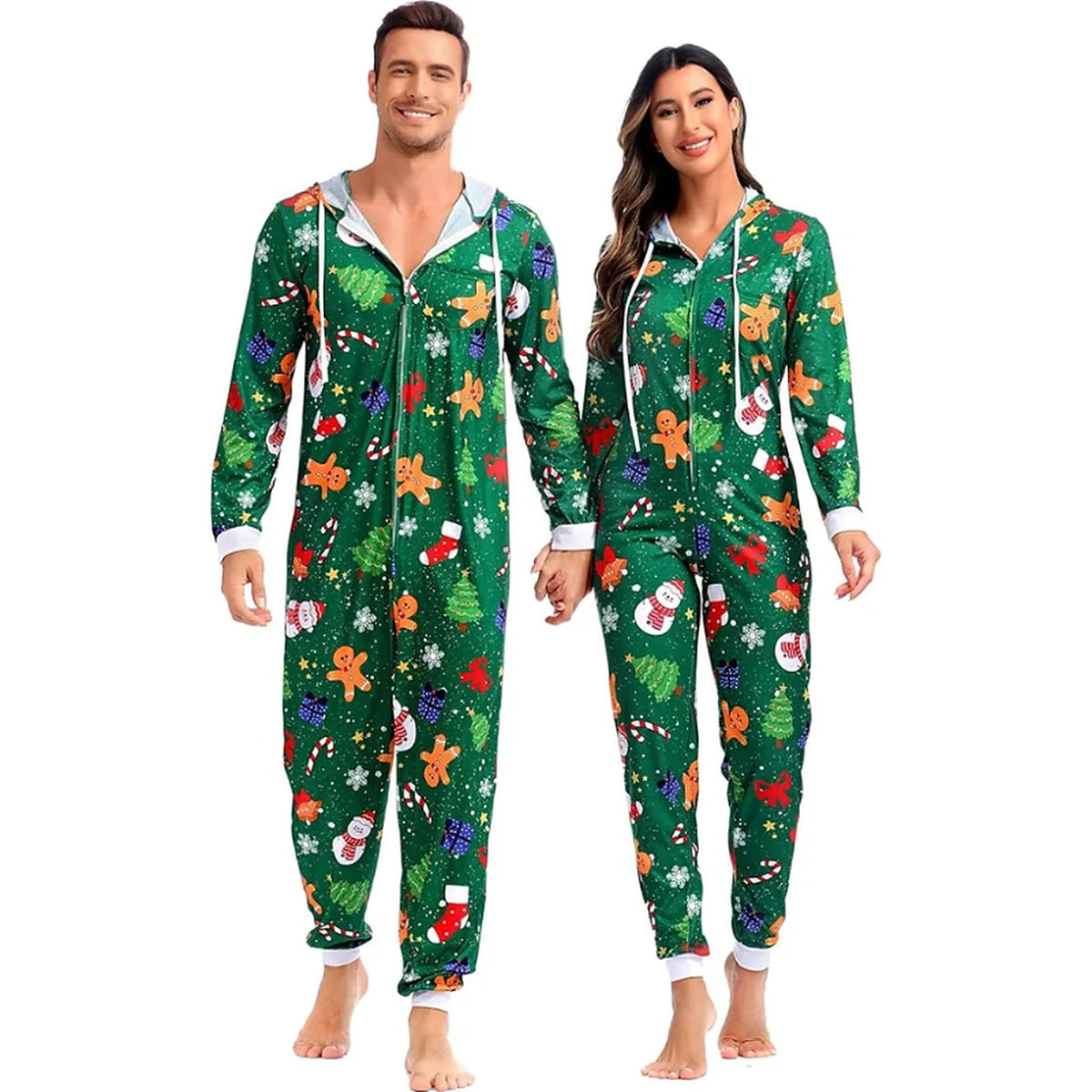 Adult Onesie - Matching Christmas Loungewear Set for Couples with Zipper