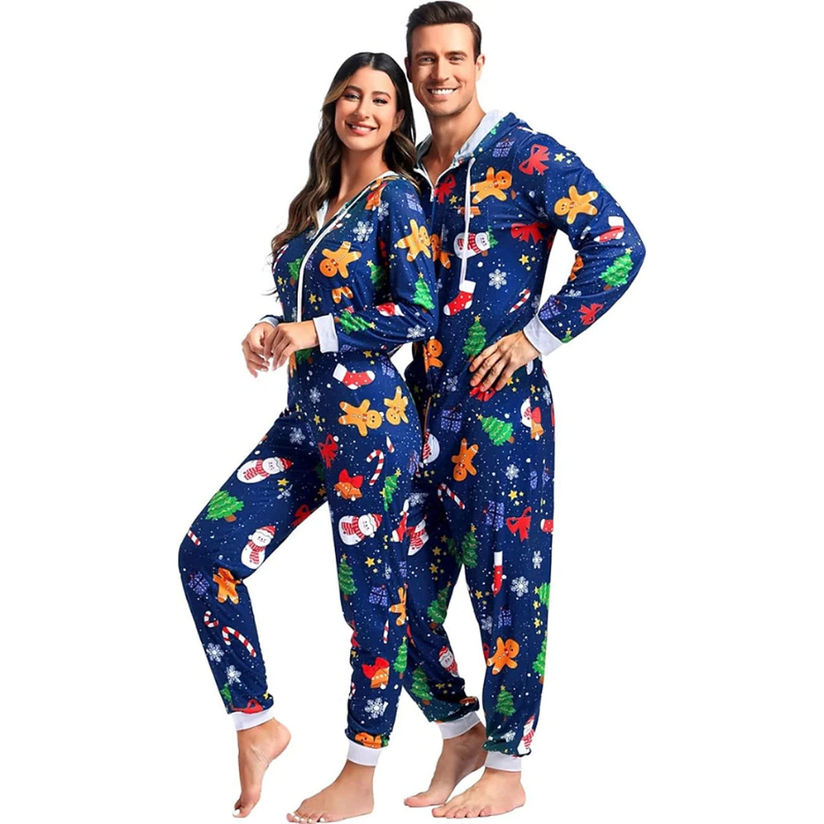 Adult Onesie - Matching Christmas Loungewear Set for Couples with Zipper